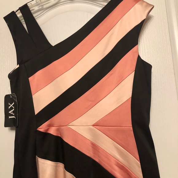Colorblocked Satin Cocktail/Party Dress by Jax. - Picture 4 of 9